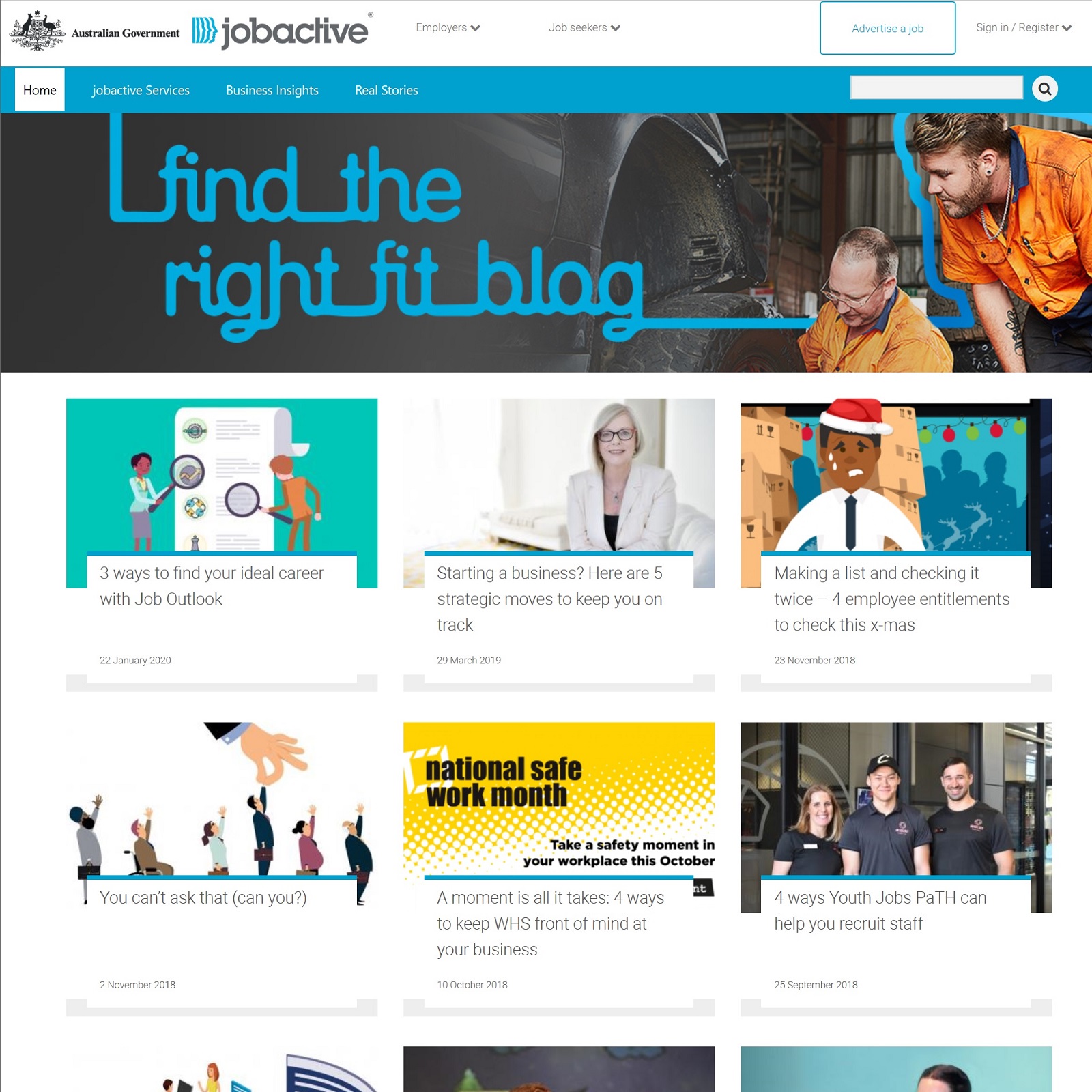 Jobactive Blog website screenshot