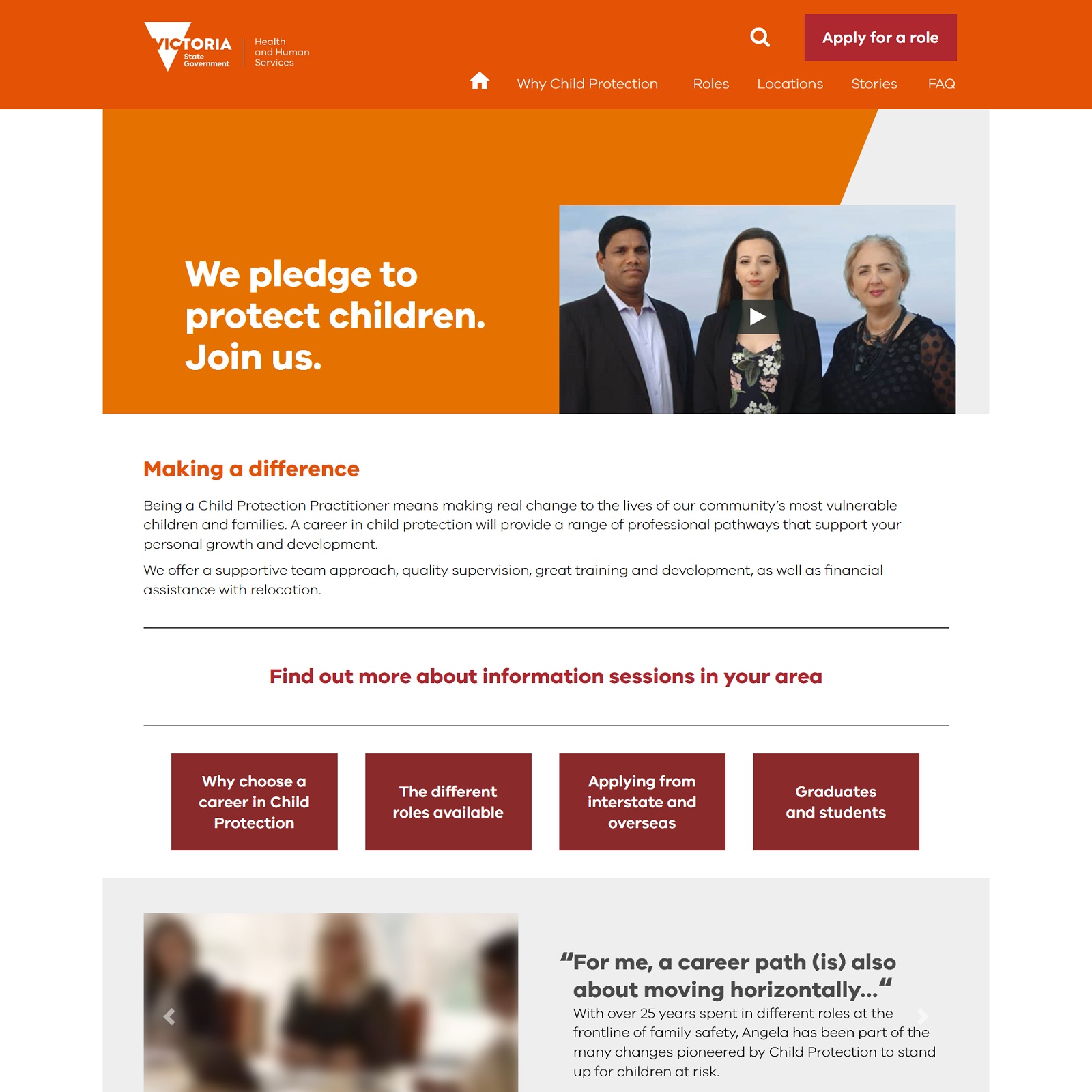 Child Protection Jobs website screenshot