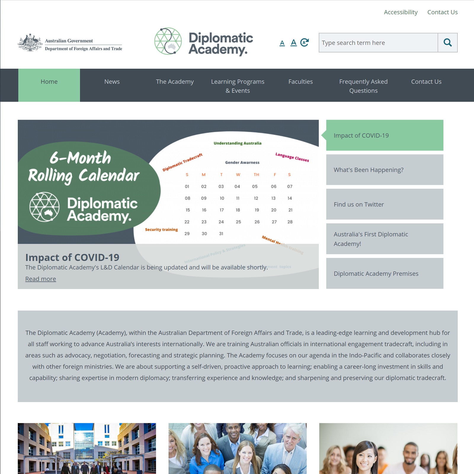 Diplomatic Academy website screenshot