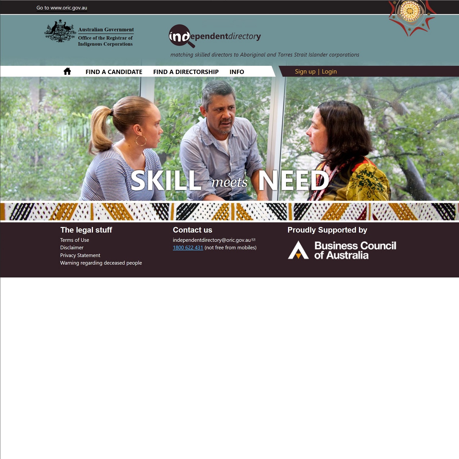 Office of the Registrar of Indigenous Corporations website screenshot