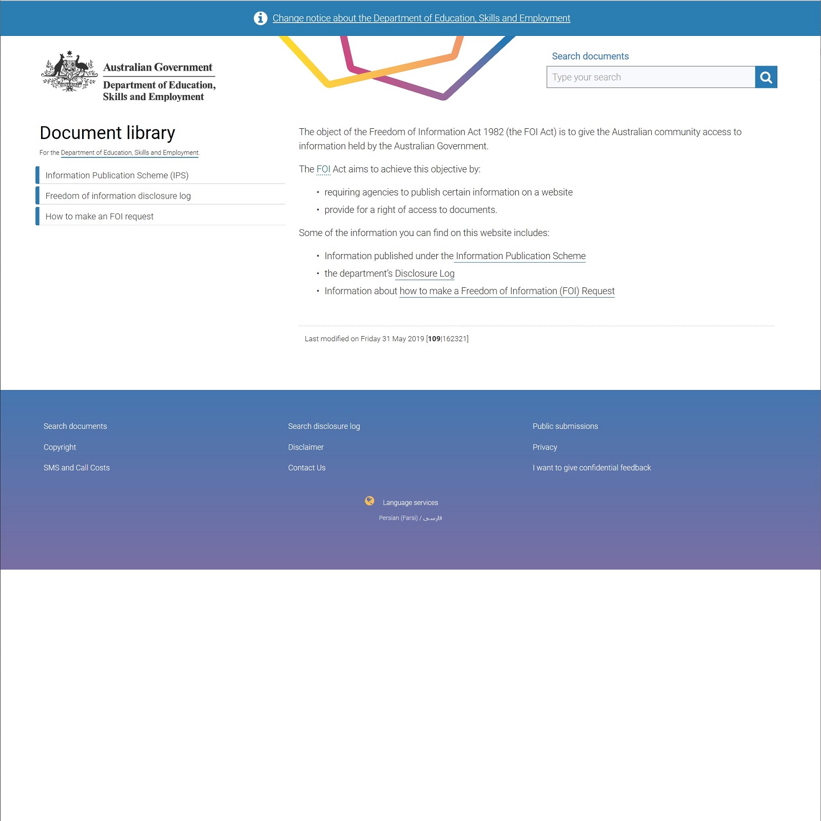 Deptartment of Education, Skills and Employment Document Library