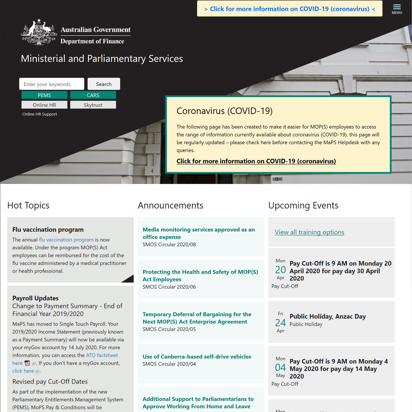 Ministerial and Parliamentary Services