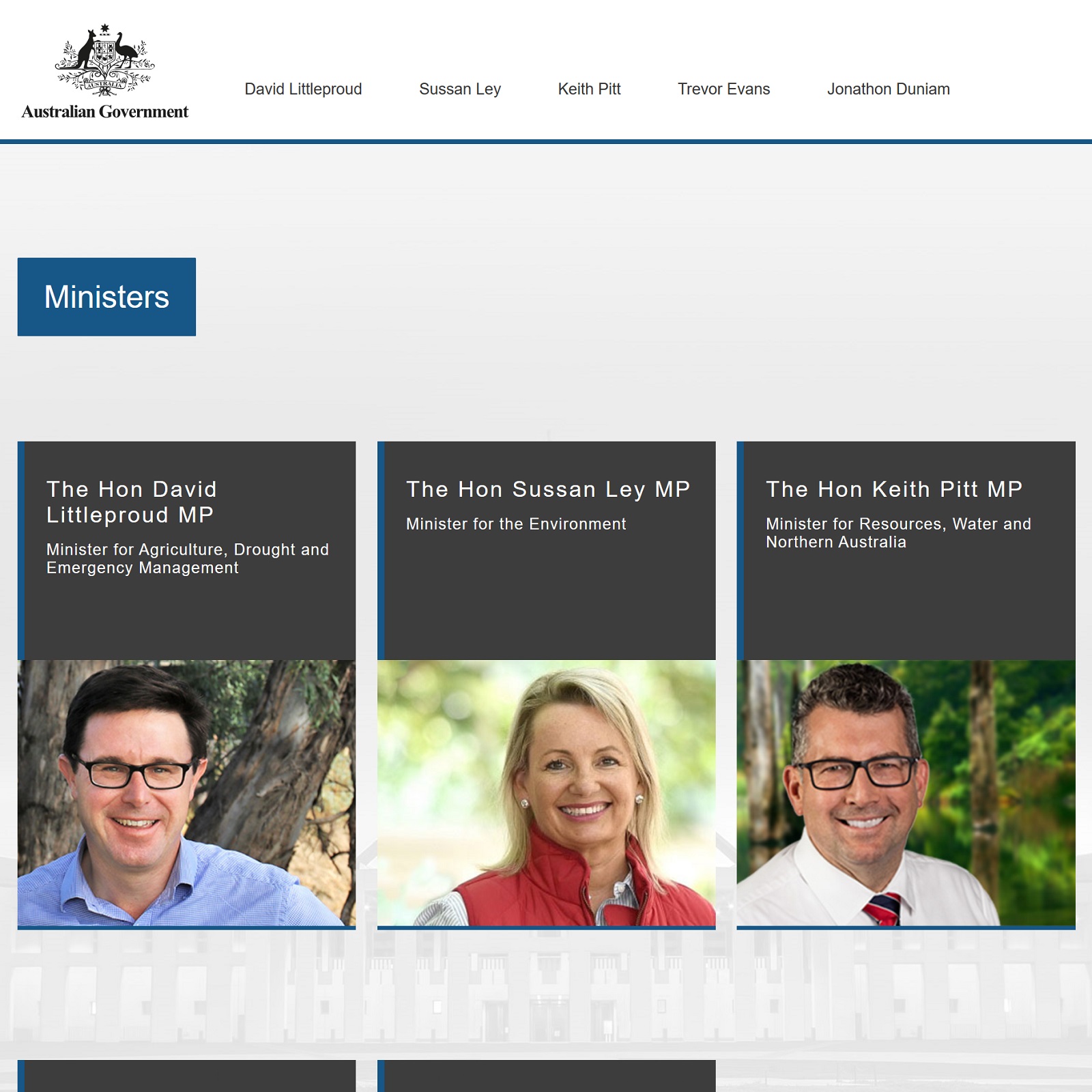 Ministers for Agriculture, Water and the Environment