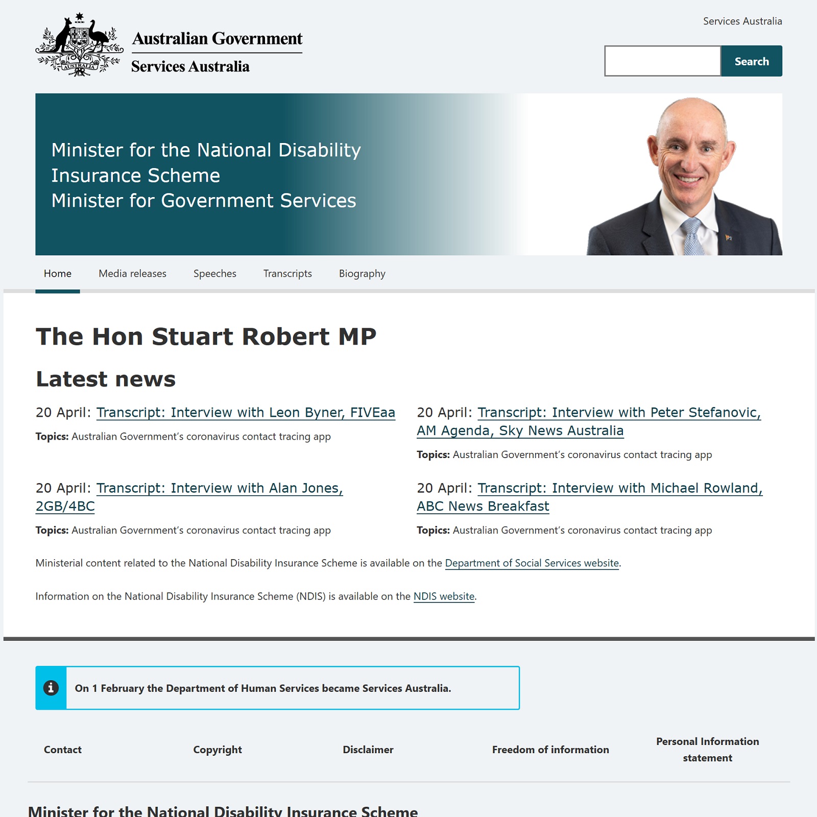 Minister for the National Disability Insurance Scheme and Minister for Government Services