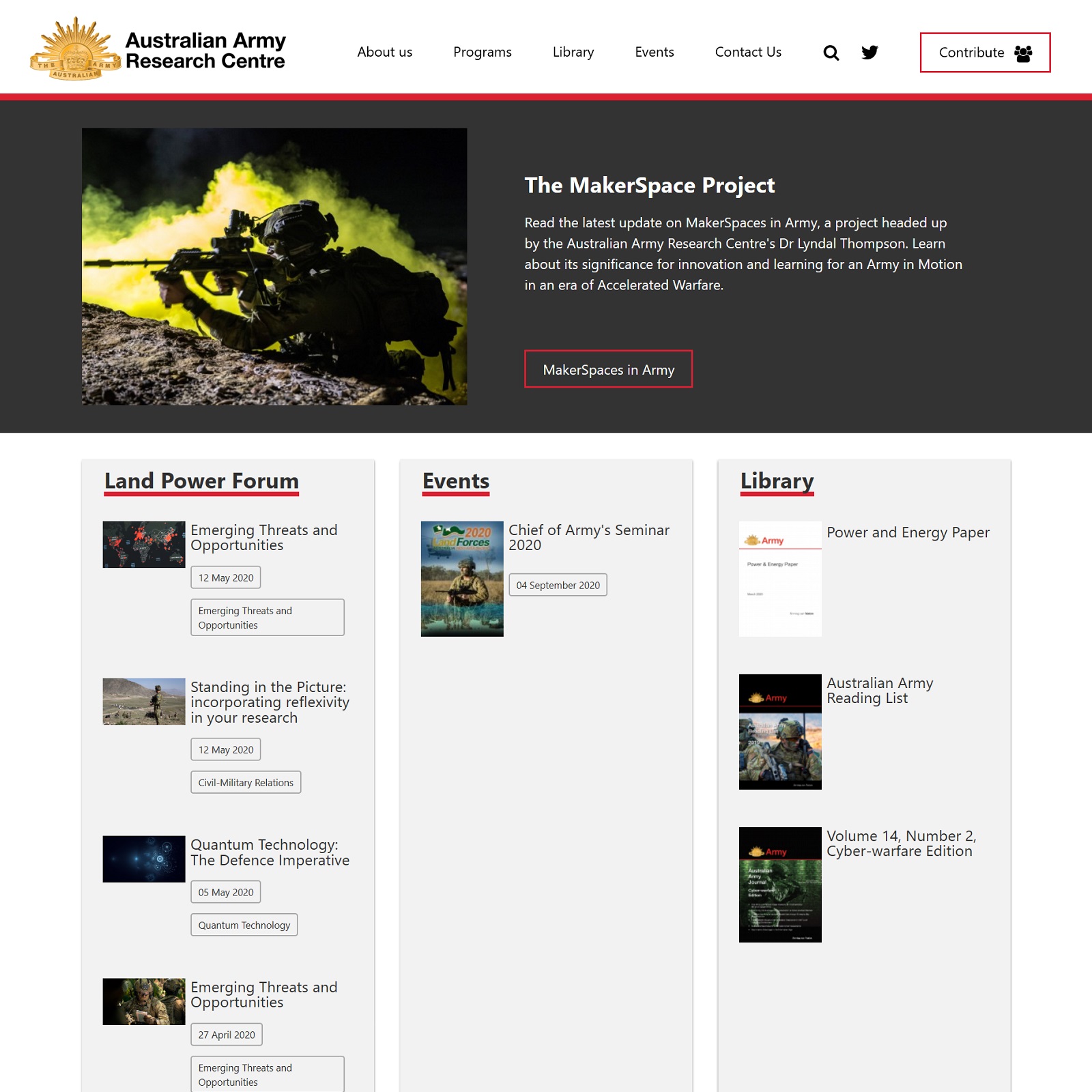 Australian Army Research Centre website screenshot