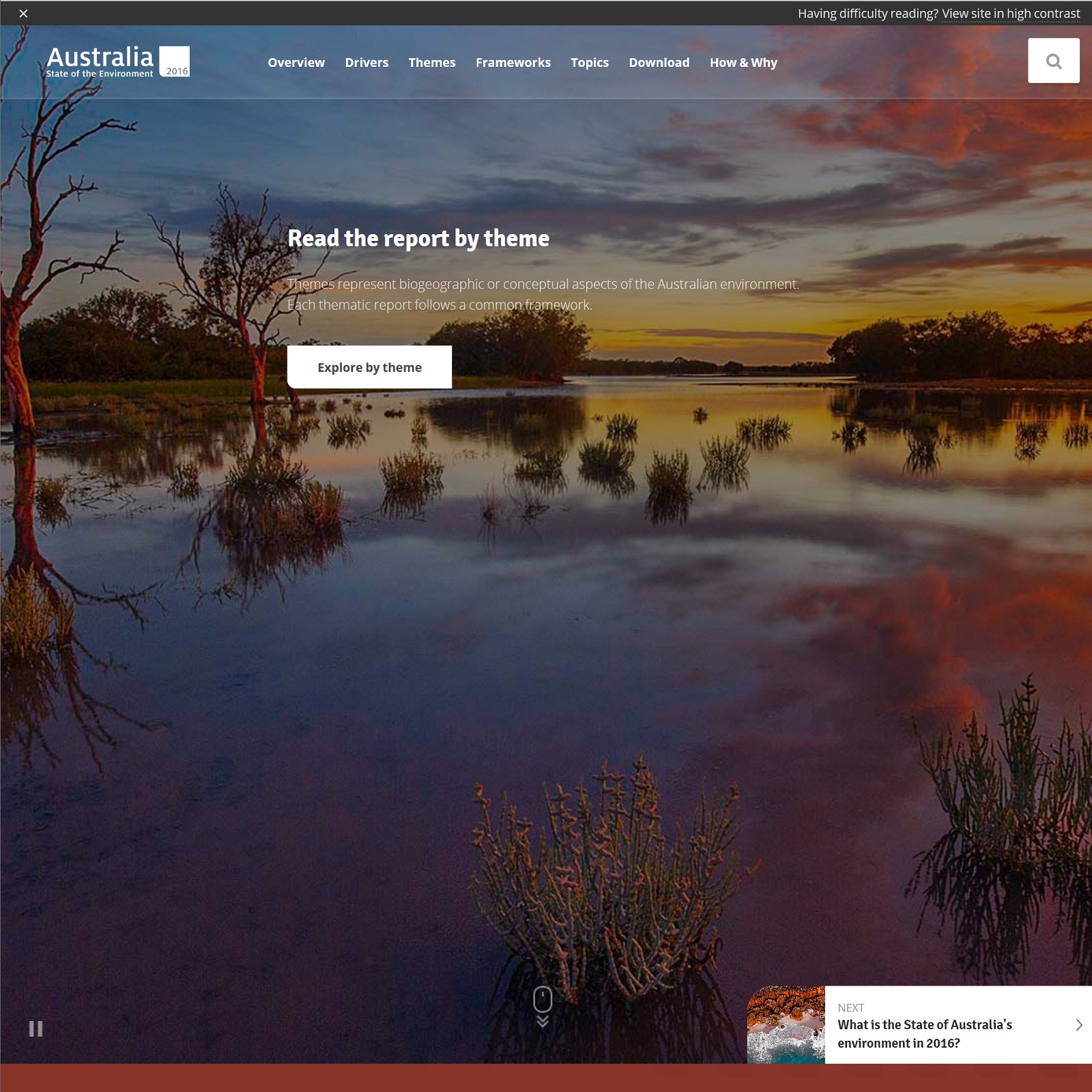 Australian State of Environment Report website screenshot