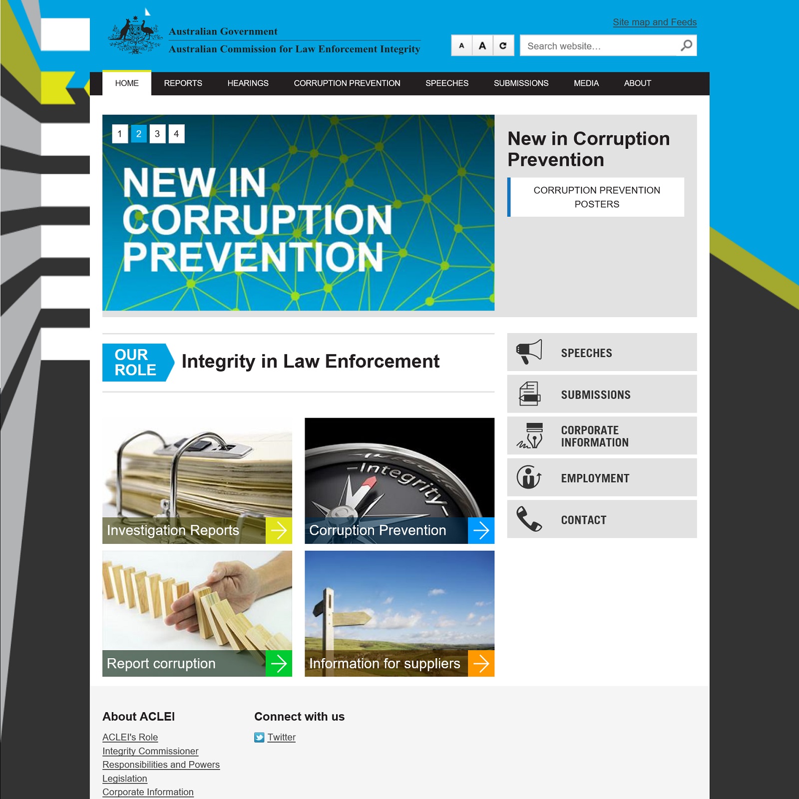 Australian Commission for Law Enforcement Integrity website screenshot