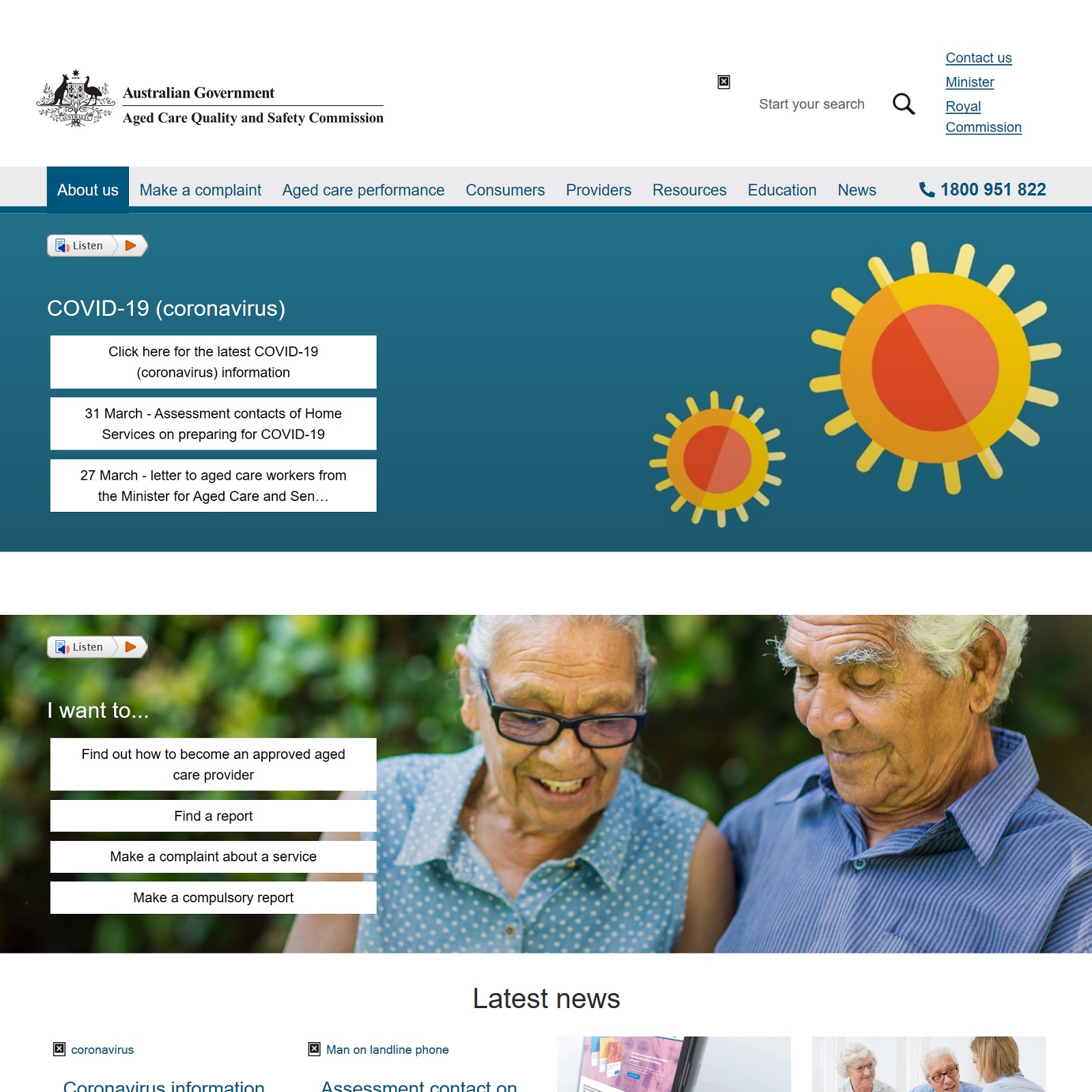 Aged Care Quality and Safety Commission website screenshot