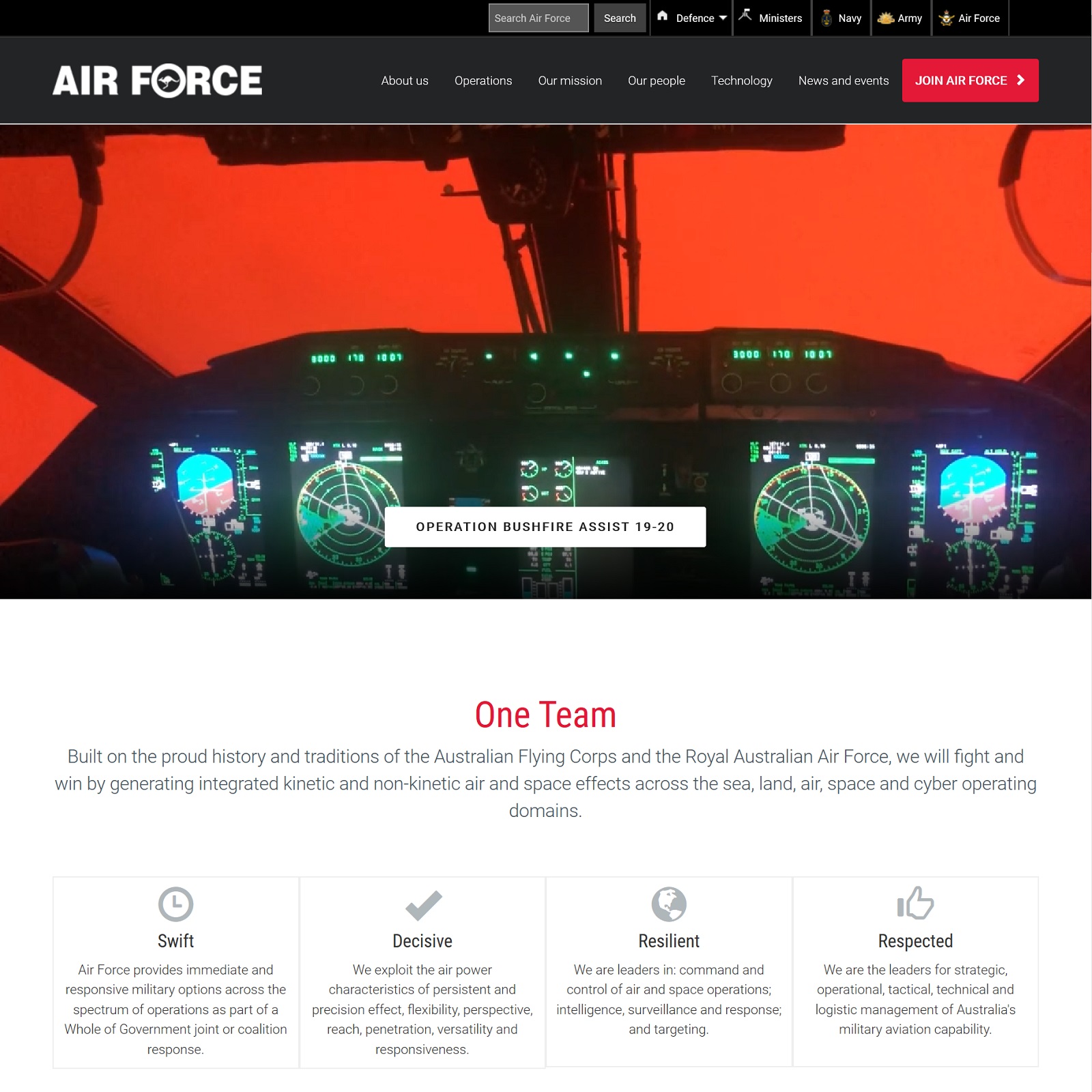 Air Force website screenshot