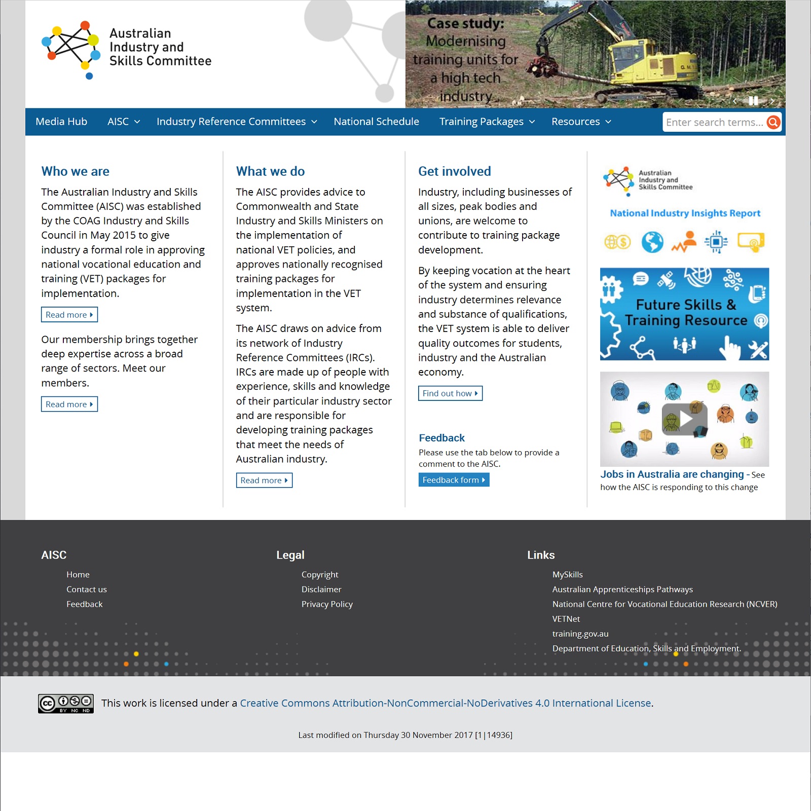 Australian Industry and Skills Committee website screenshot