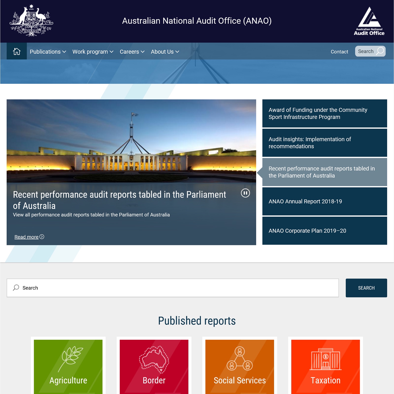 Australian National Audit Office website screenshot