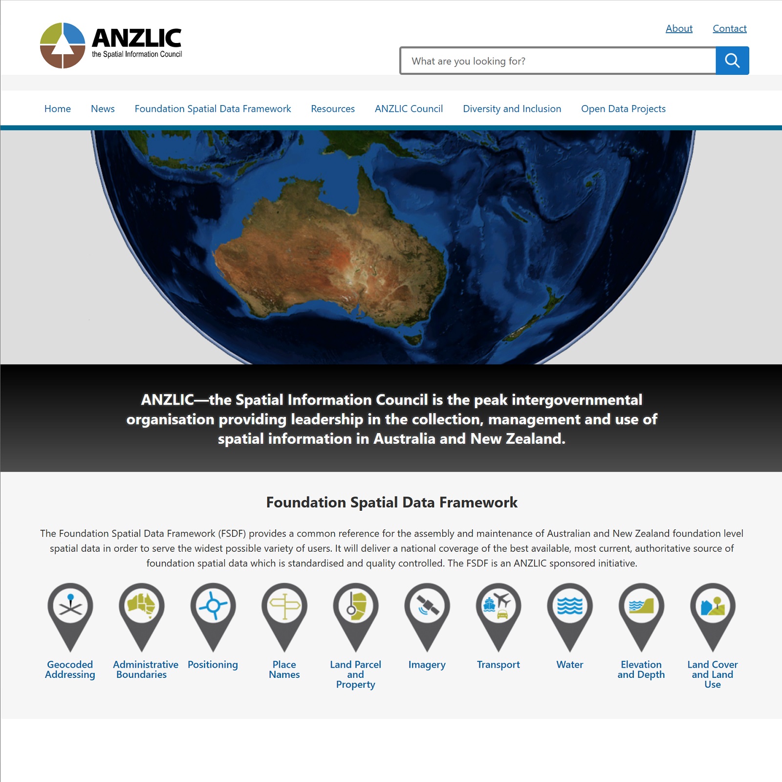 ANZLIC Council website screenshot