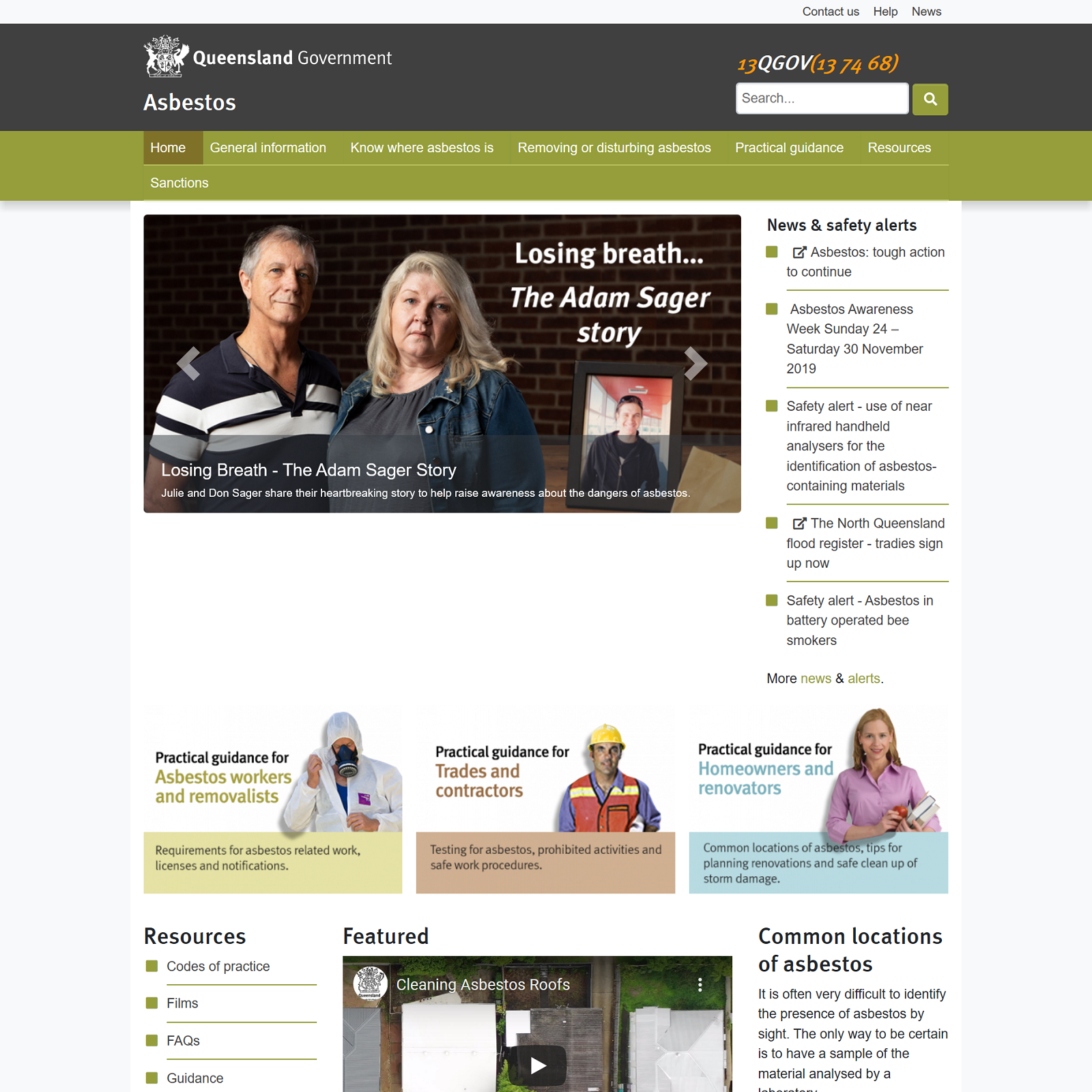 Asbestos website screenshot