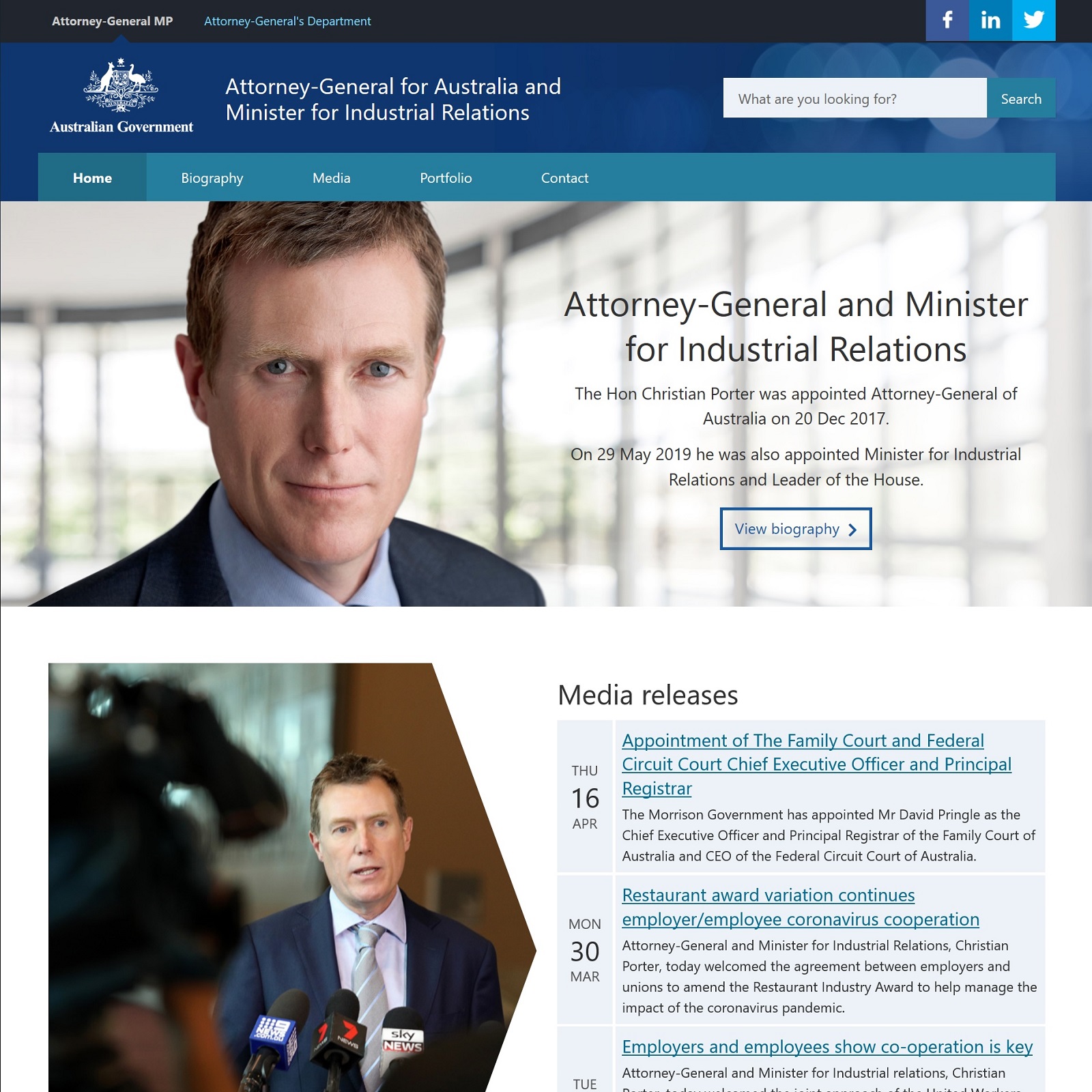Attorney-General and Minister for Industrial Relations