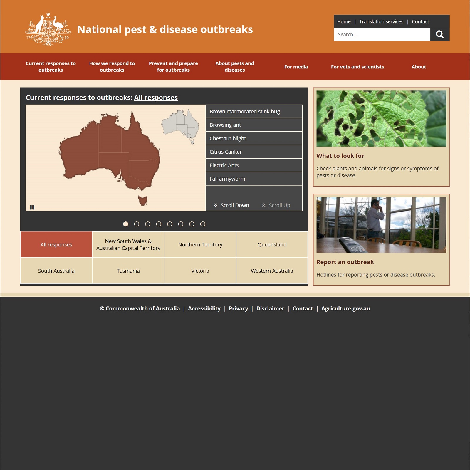 National pest & disease outbreaks