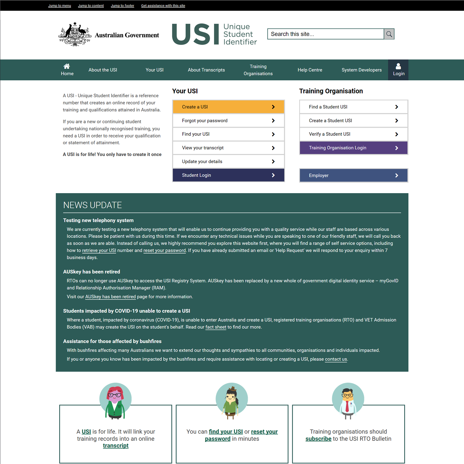 Unique student identifier usi govcms