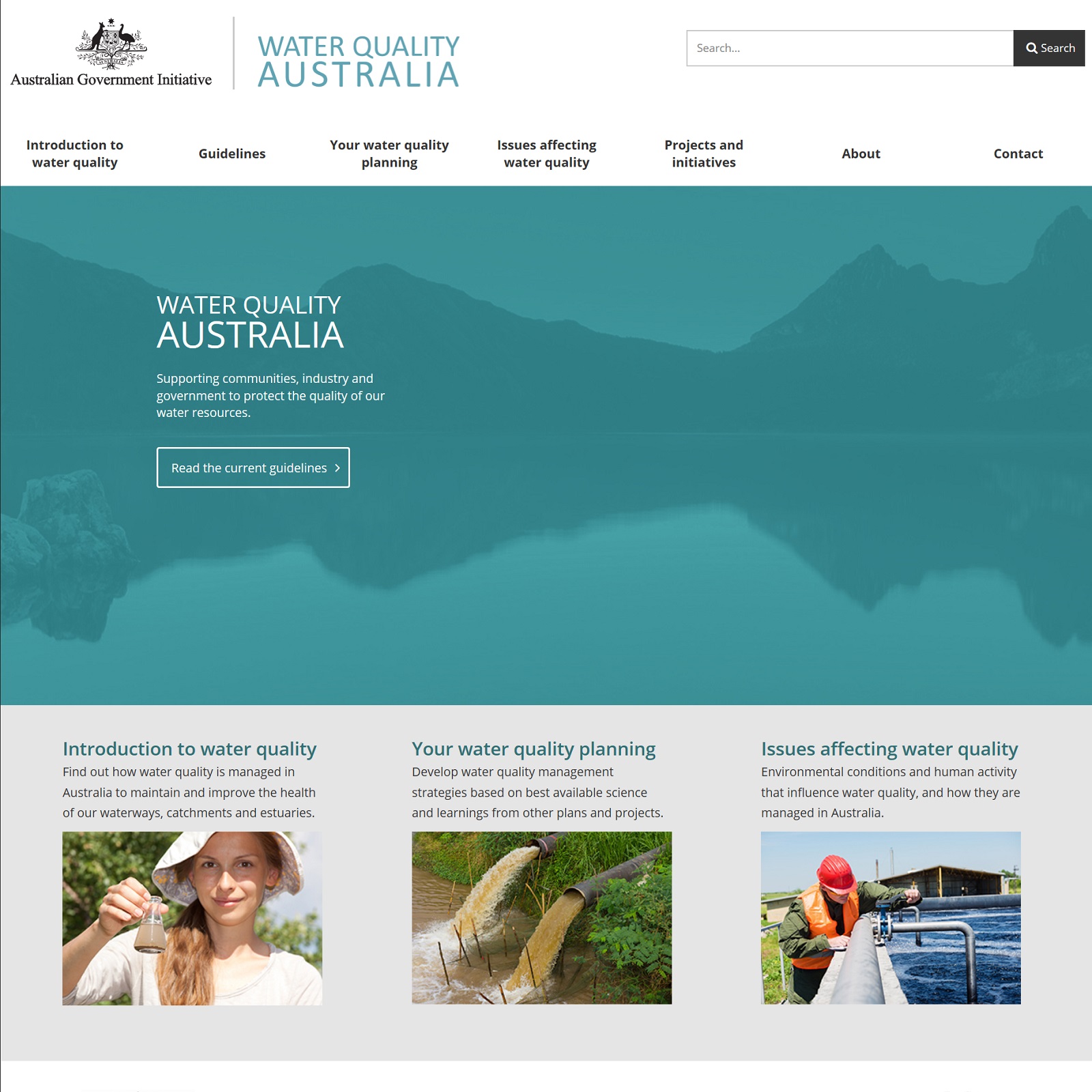 Water Quality Australia homepage screenshot