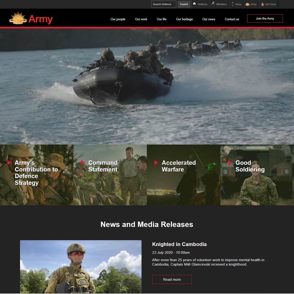 Army homepage screenshot