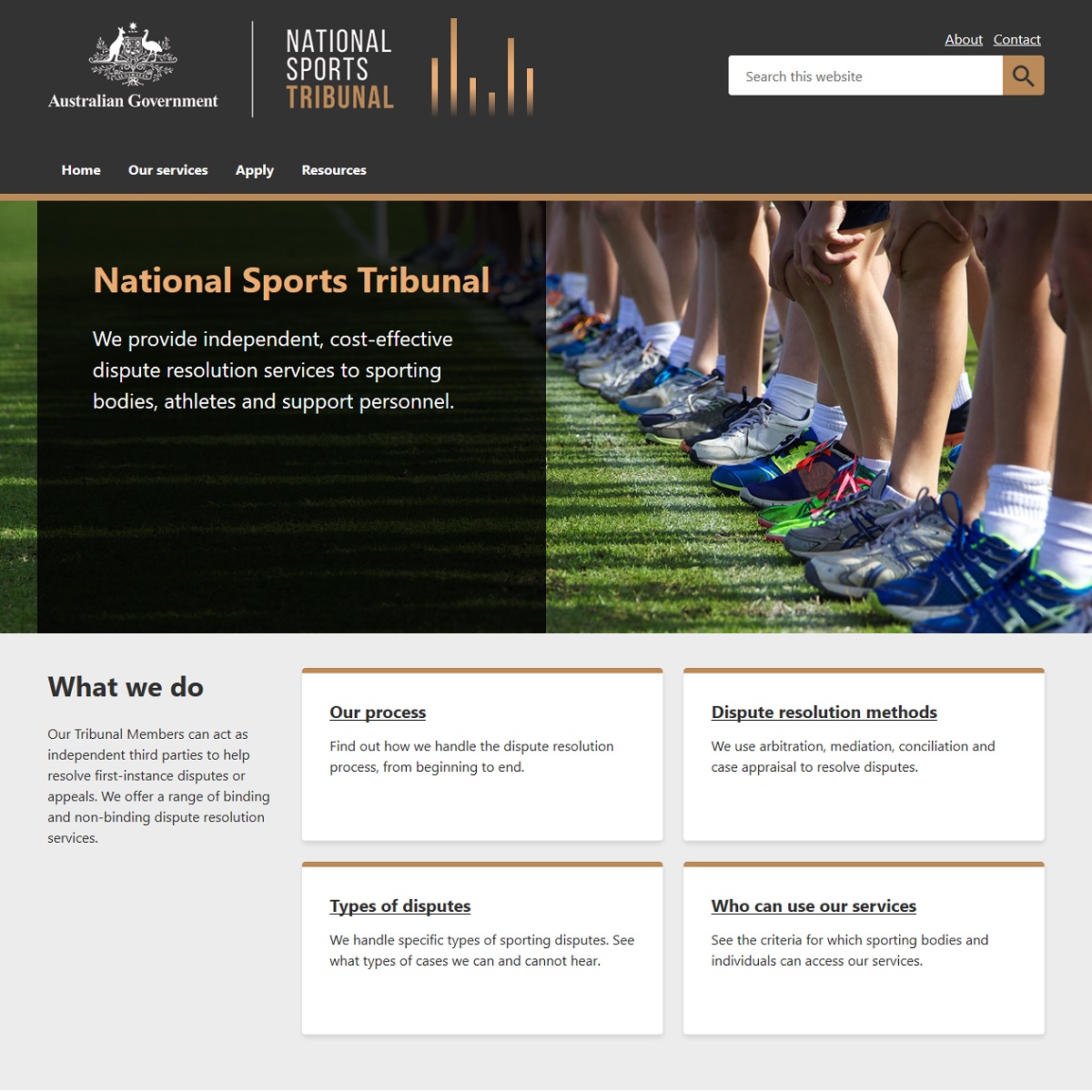 National Sport Tribunal homepage screenshot