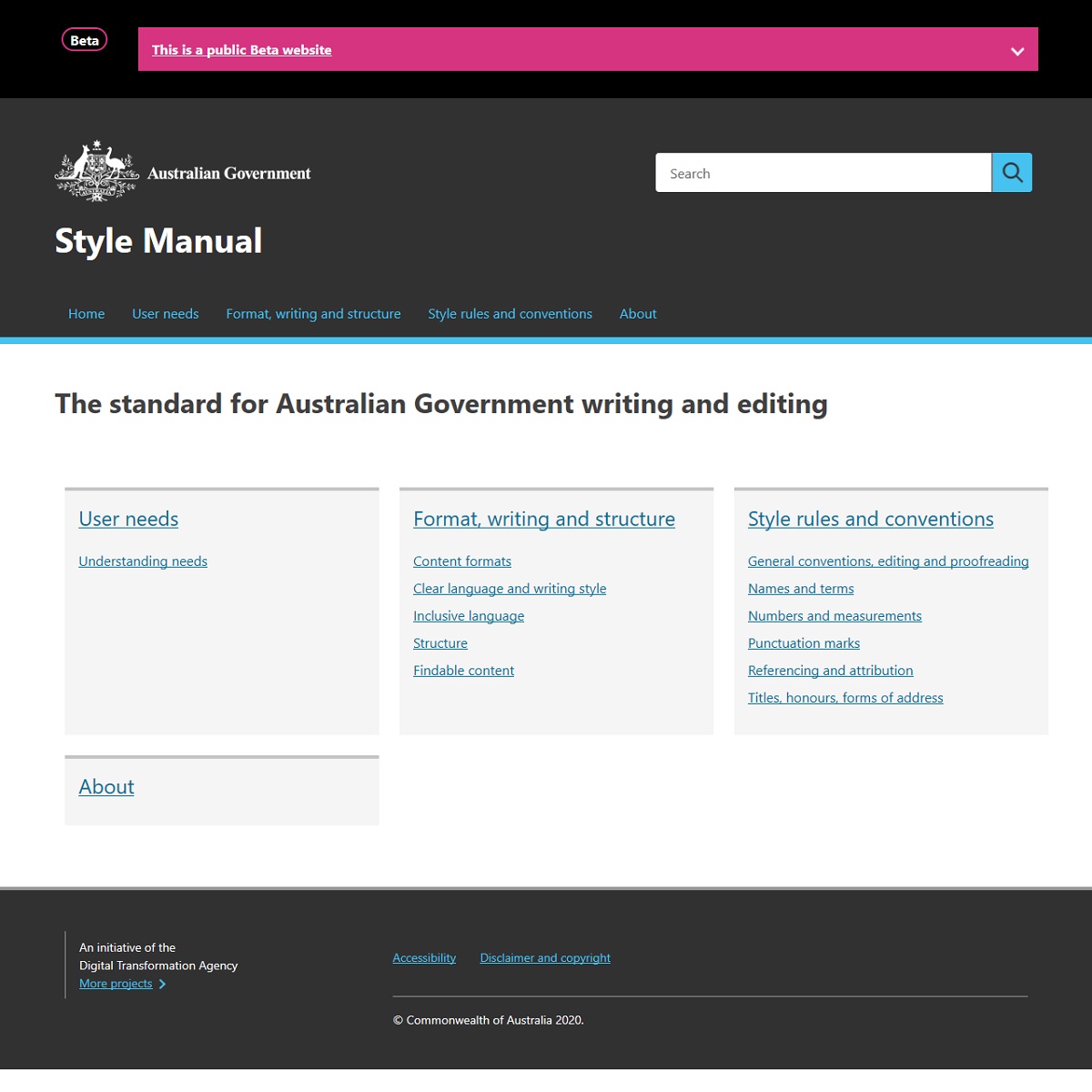 Style Manual website screenshot