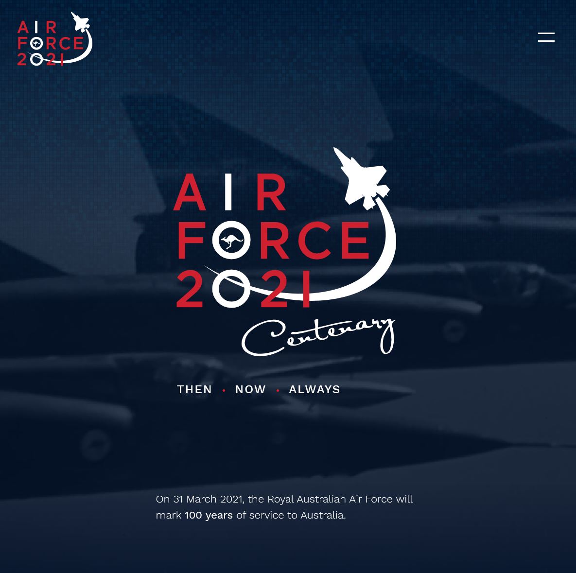 Air Force 100 homepage screenshot
