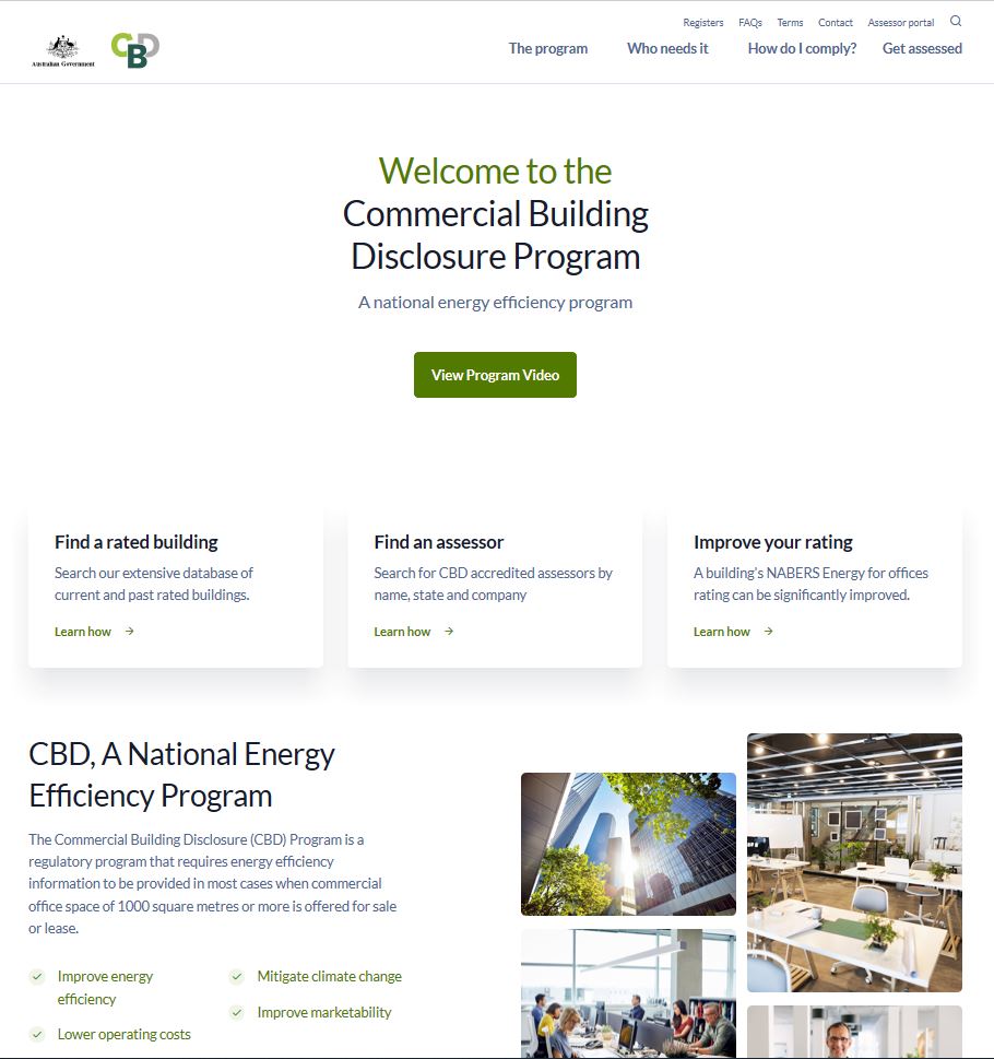www.cbd.gov.au homepage screenshot