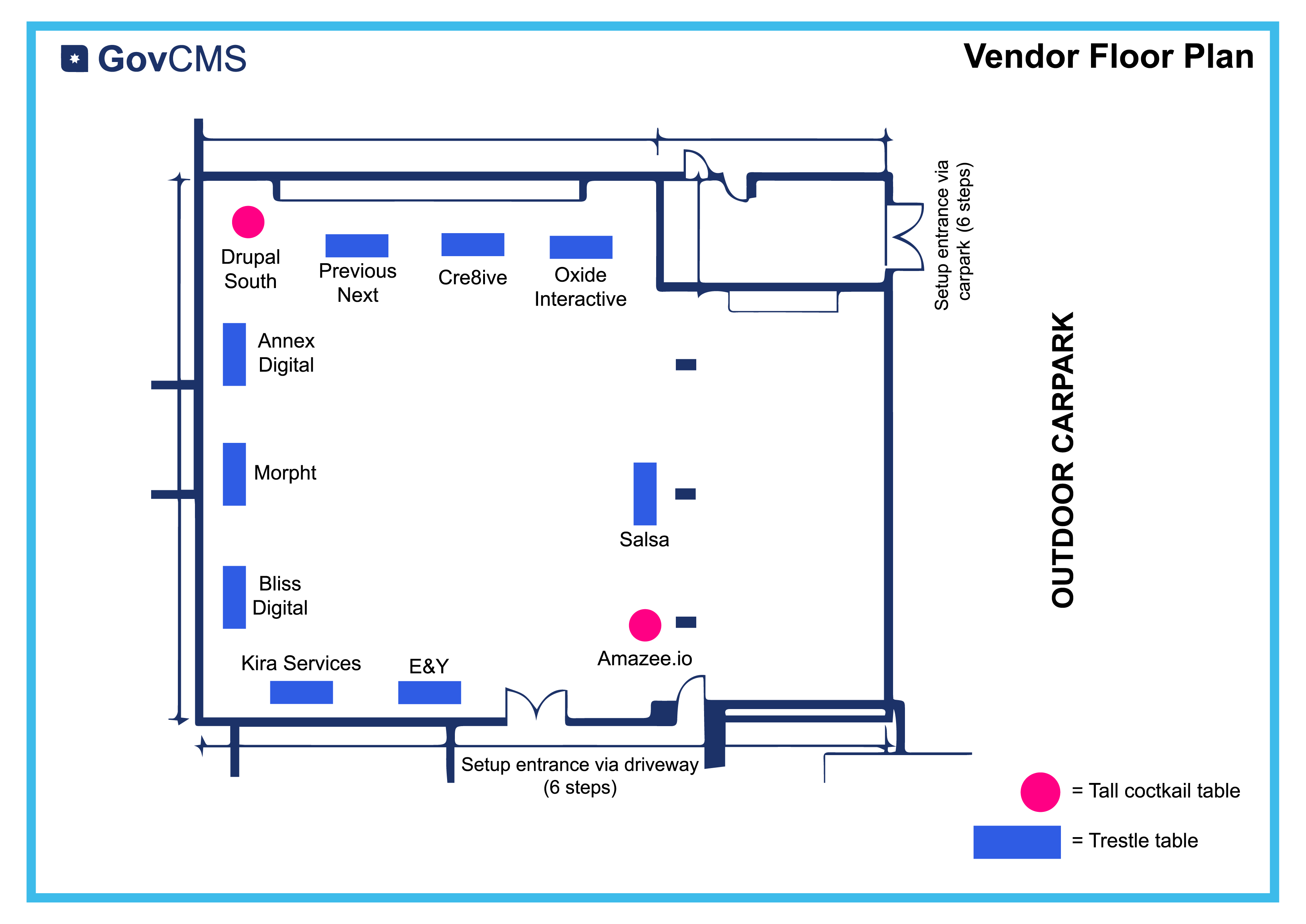 Floor map of the Vendor Room at the Rex Hotel