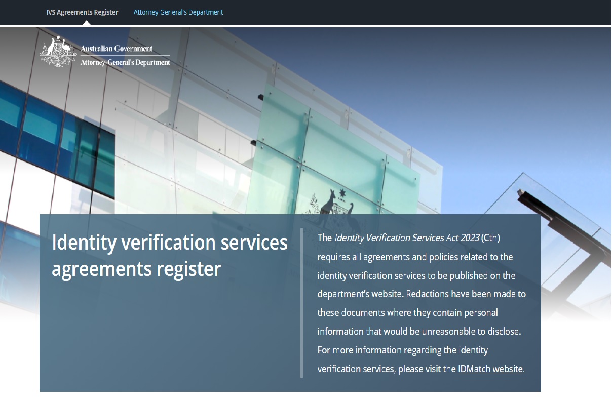 Identity verification services agreements register