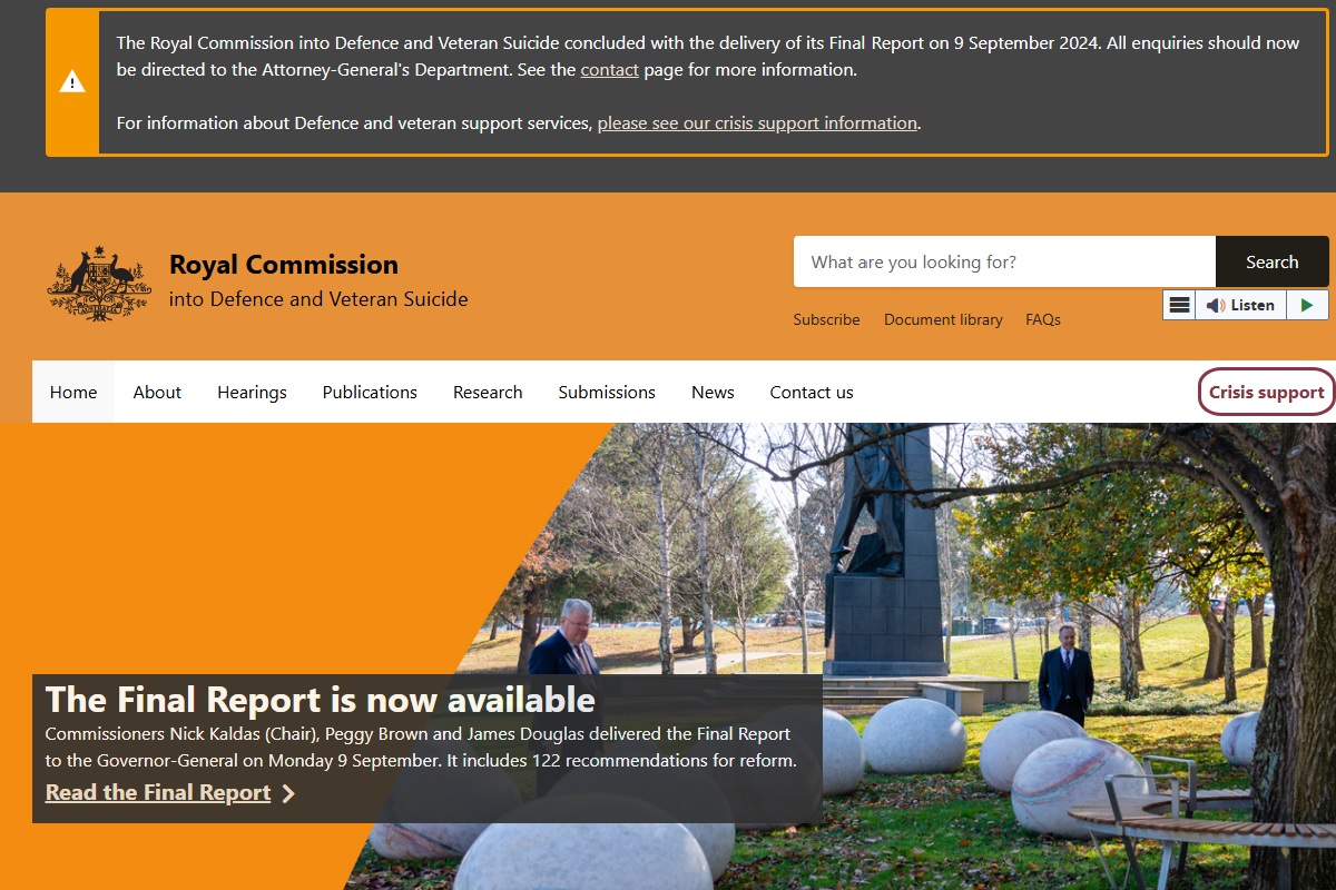 Royal Commission in to Defence and Veteran Suicide