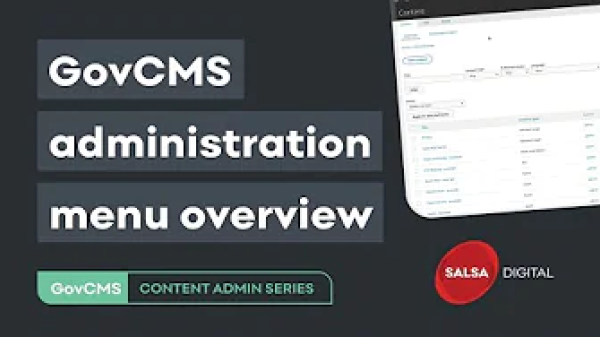 govcms administration menu overview