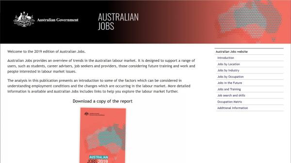 Australian Jobs website screenshot