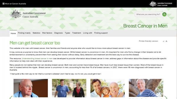 Breast Cancer in Men website screenshot