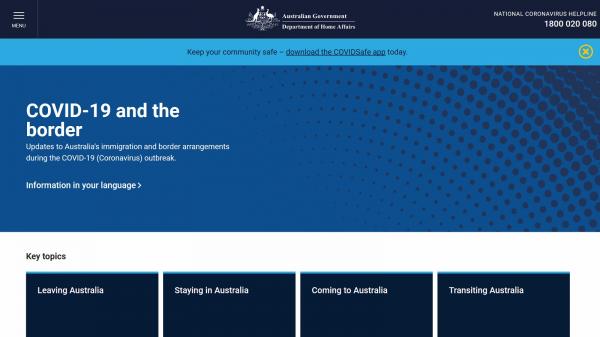 Covid 19 and the border website screenshot
