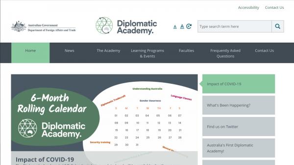 Diplomatic Academy website screenshot