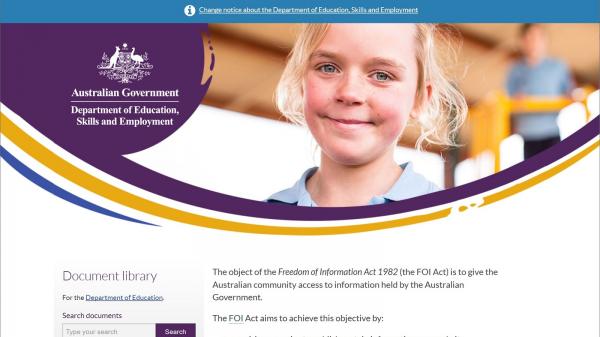Department of Education Document Library website screenshot