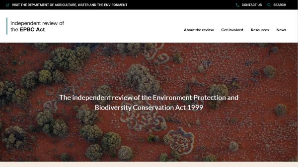 The Independent review of the Environment Protection and Biodiversity Conservation Act 1999 website screenshot