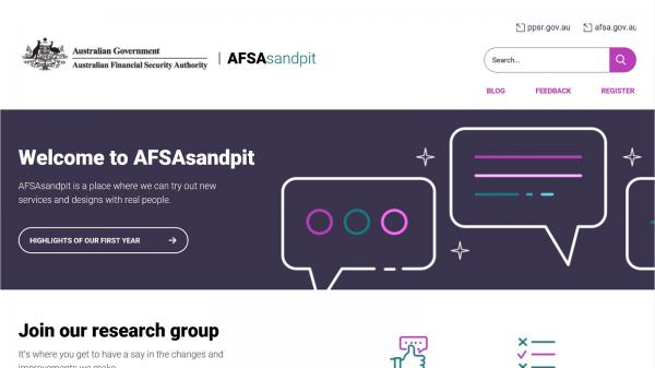 Australian Financial Security Authority - Sandpit website screenshot