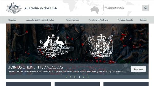 Embassy of Australia United States of America website screenshot