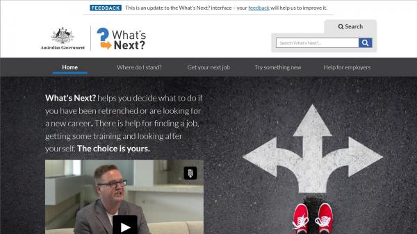 What's Next websit screenshot