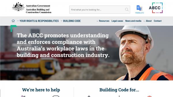 Australian Building and Construction Commission website screenshot
