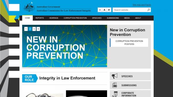 Australian Commission for Law Enforcement Integrity website screenshot
