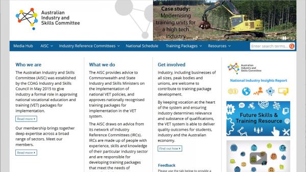 Australian Industry and Skills Committee website screenshot