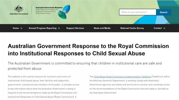 Australian Government Response to the Royal Commission into Institutional Responses to Child Sexual Abuse