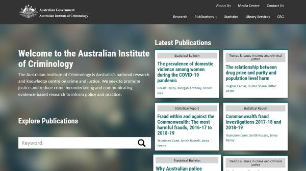 Australian Institute of Criminology website screenshot