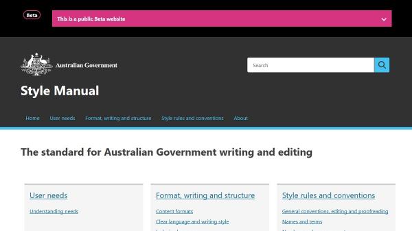 Style Manual website screenshot