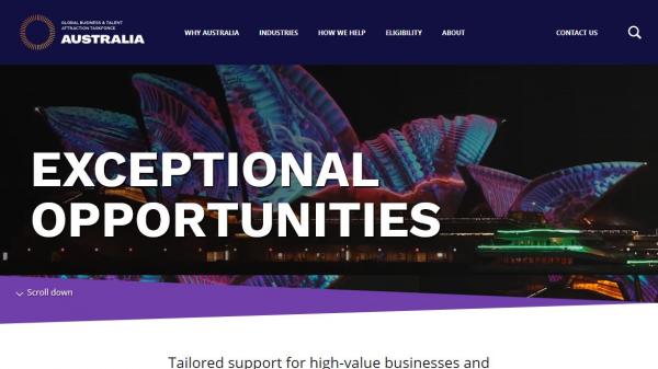 Home page screenshot of www.globalaustralia.gov.au