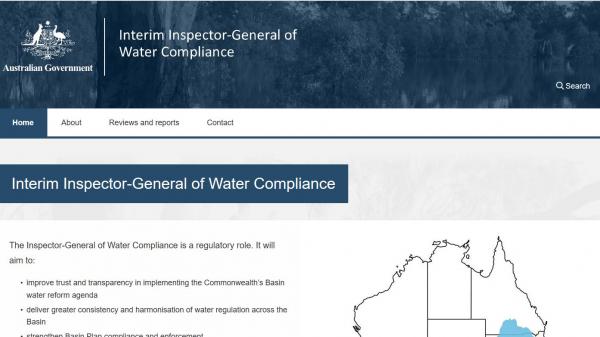 Inspector-General of Water Compliance home page screenshot