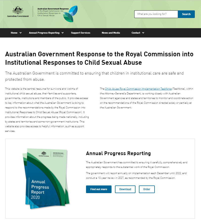Australian Government Response to the Royal Commission into Institutional Responses to Child Sexual Abuse