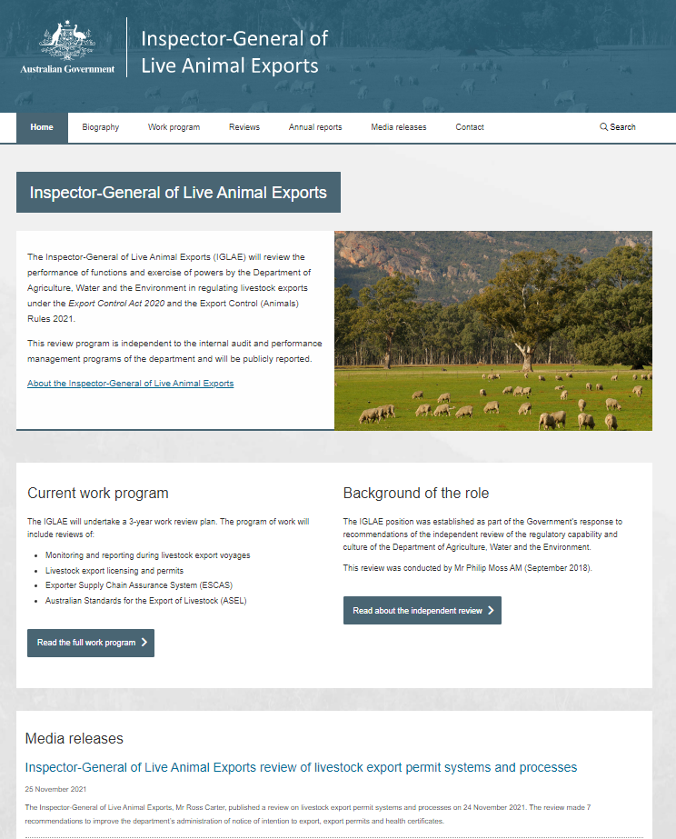 Inspector-General of Live Animal Exports (IGLAE)