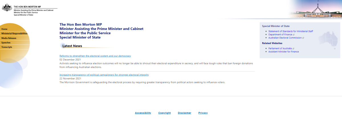 Special Minister of State (SMOS)
